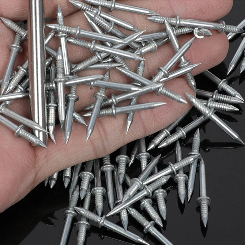1 Set/100 Stück Nahtloser Nagel mit Gewindegrund zwei Köpfe