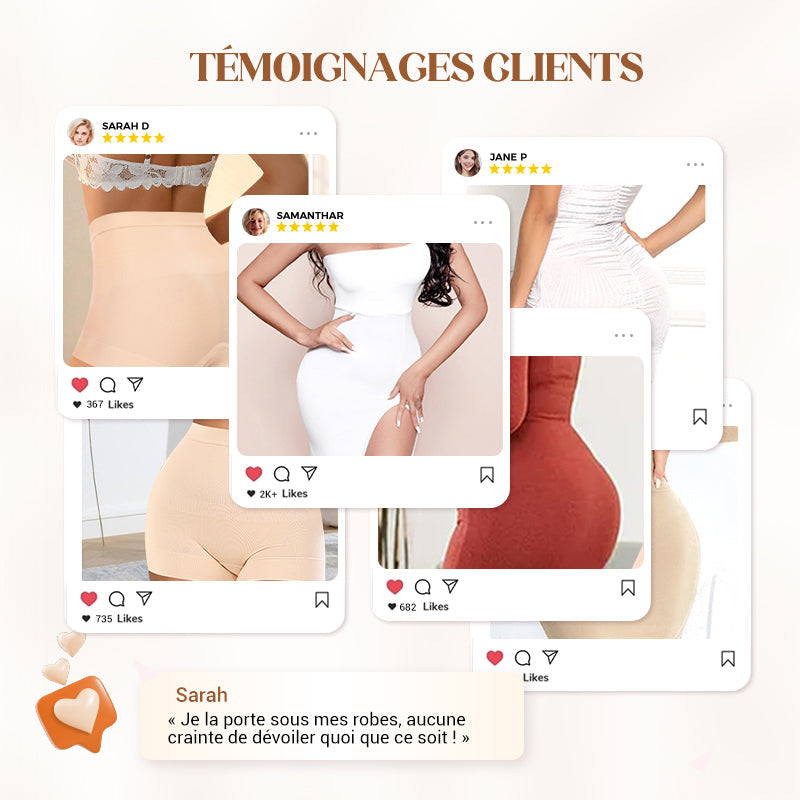 Sous-vtements fminins taille haute en soie glace avec contr?le de l'abdomen Hip-lifting