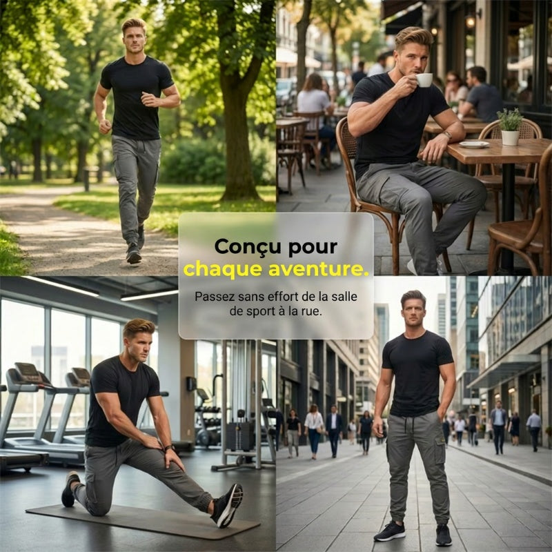 BIS ZU 50% RABATT Cargo Jogger Hose aus Polyester, verstellbare Taille, Taschen