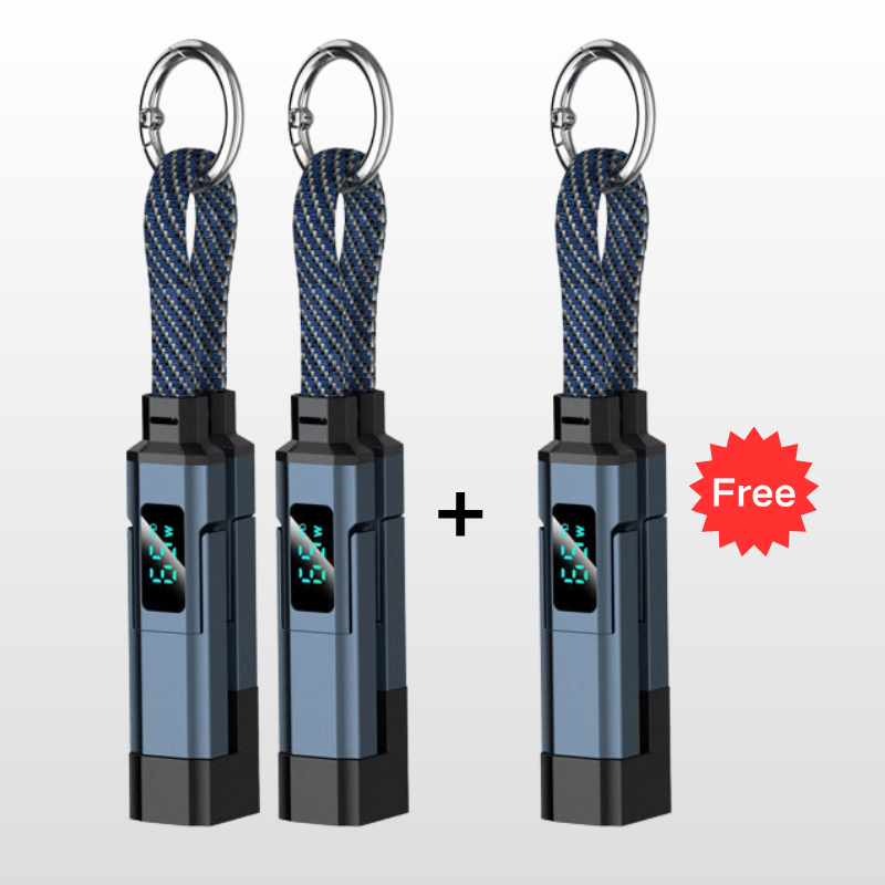 Offre spciale: Achetez 2, recevez 1 GRATUIT Cable de charge 4 en 1 avec affichage numrique et anneau porte-cls charge rapide, rsistant aux n?uds et compact