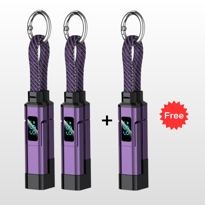 Offre spciale: Achetez 2, recevez 1 GRATUIT Cable de charge 4 en 1 avec affichage numrique et anneau porte-cls charge rapide, rsistant aux n?uds et compact