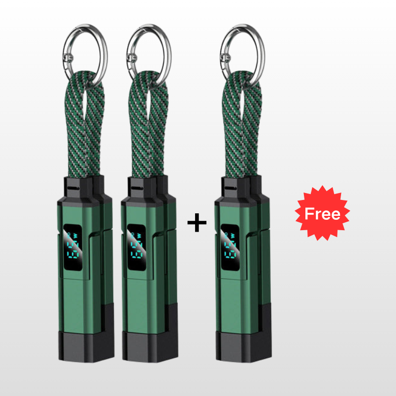 Offre spciale: Achetez 2, recevez 1 GRATUIT Cable de charge 4 en 1 avec affichage numrique et anneau porte-cls charge rapide, rsistant aux n?uds et compact