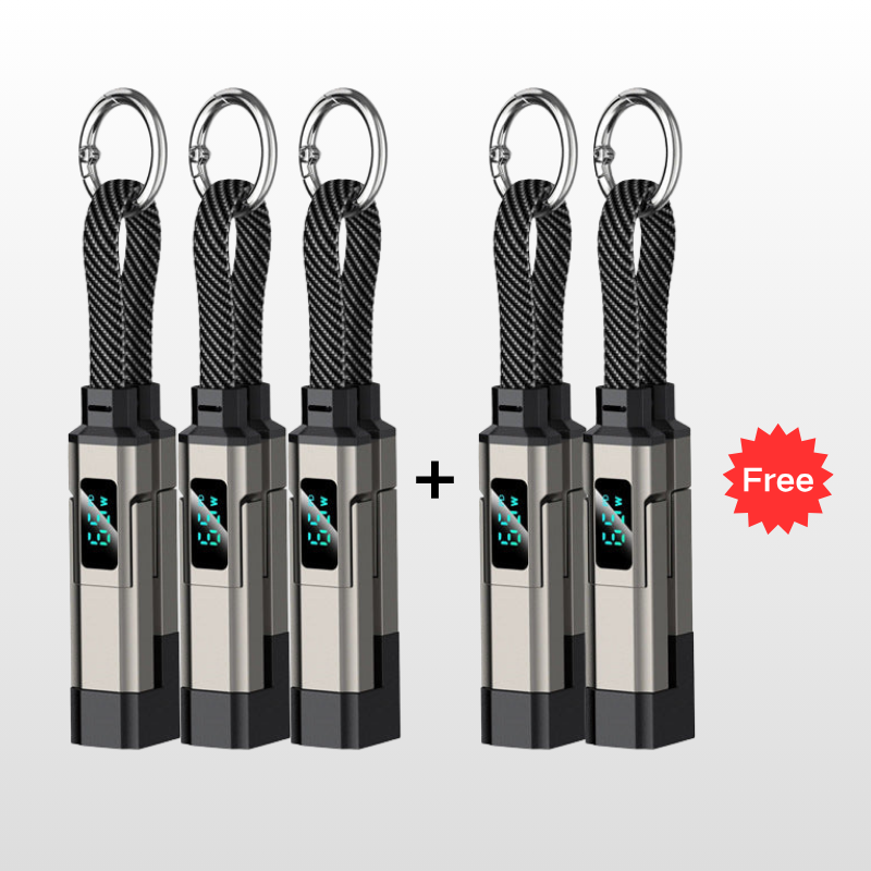 Offre spciale: Achetez 2, recevez 1 GRATUIT Cable de charge 4 en 1 avec affichage numrique et anneau porte-cls charge rapide, rsistant aux n?uds et compact