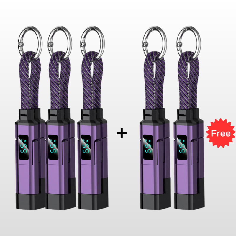 Offre spciale: Achetez 2, recevez 1 GRATUIT Cable de charge 4 en 1 avec affichage numrique et anneau porte-cls charge rapide, rsistant aux n?uds et compact