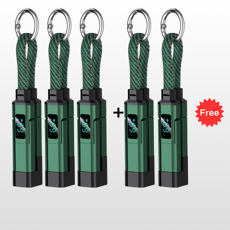 Offre spciale: Achetez 2, recevez 1 GRATUIT Cable de charge 4 en 1 avec affichage numrique et anneau porte-cls charge rapide, rsistant aux n?uds et compact