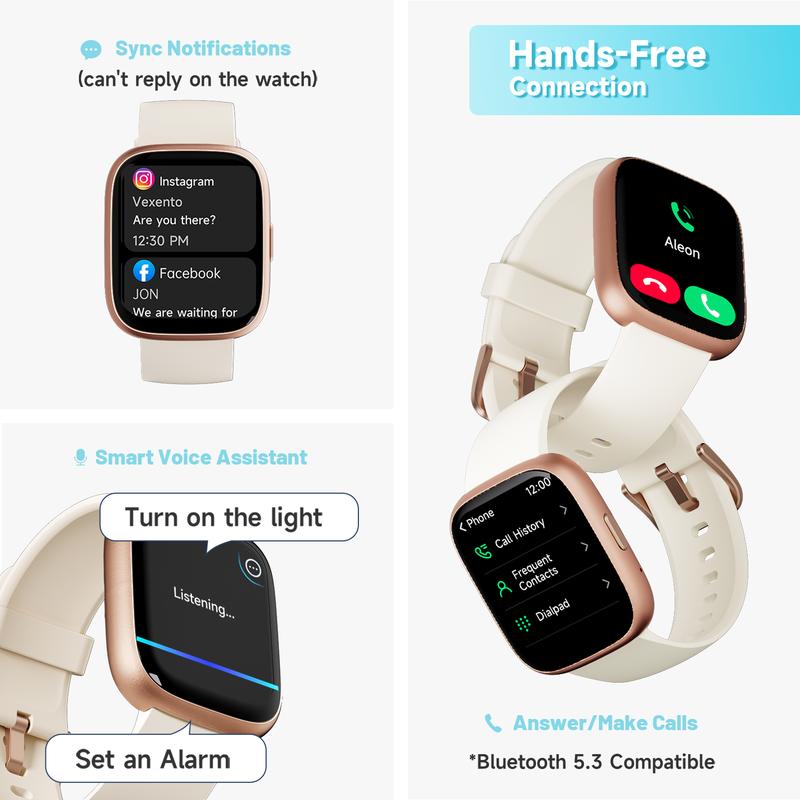 Montre connecte pour femmes et hommes, tracker d'activit physique avec fonction d'appel, montre de fitness avec suivi du sommeil/100 sports/podomtre tanche IP68