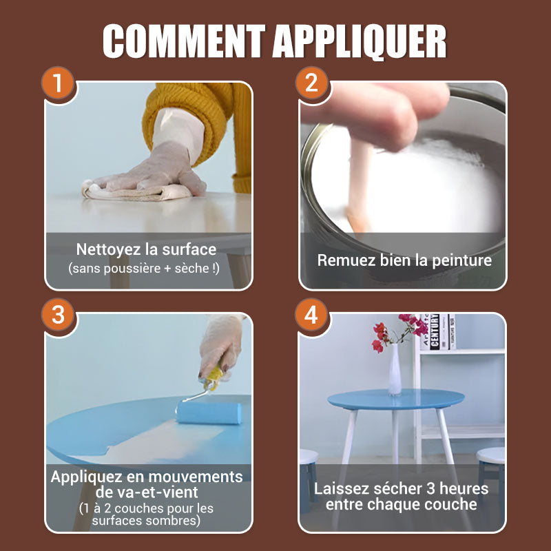 Peinture de rparation et de rnovation de meubles en bois cologique, sans odeur, base d'eau