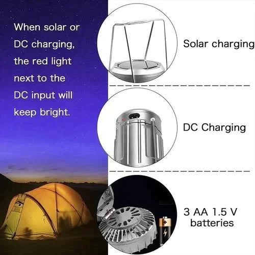 Lanterne de camping LED portable avec ventilateur