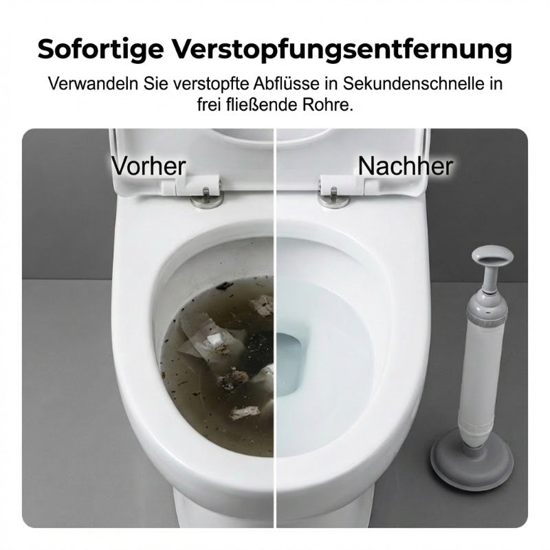 Hochdruck-Rohrreiniger für Toiletten – Haushaltsgebrauch, sofortige Beseitigung von Verstopfungen, ohne Chemikalien, ohne Schmutz