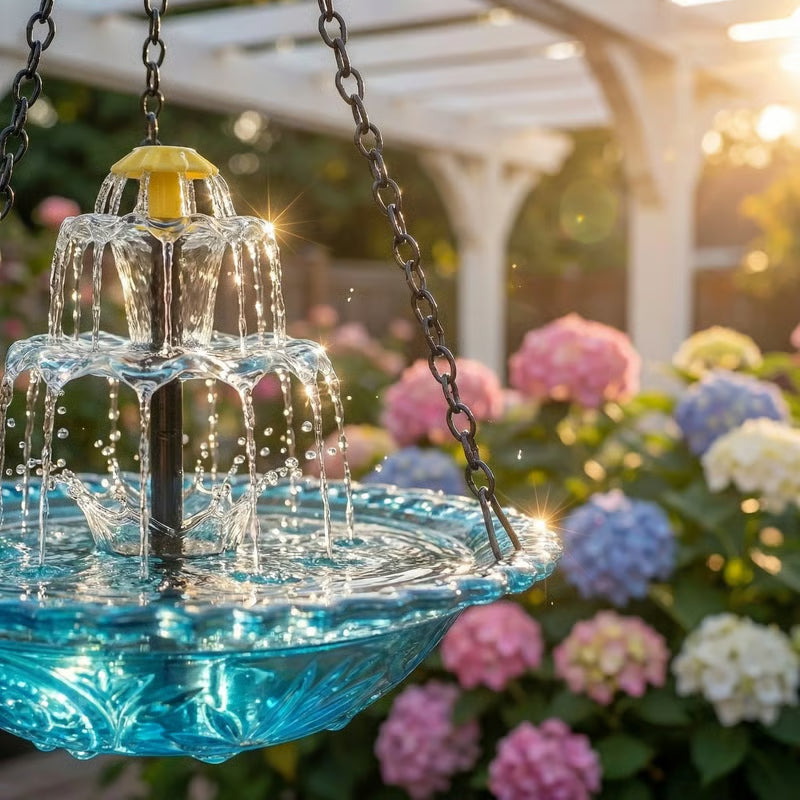 DE PRINTEMPS - 50 % DE RDUCTION Baignoire oiseaux suspendue solaire Fontaine ou distributeur de nourriture pour oiseaux