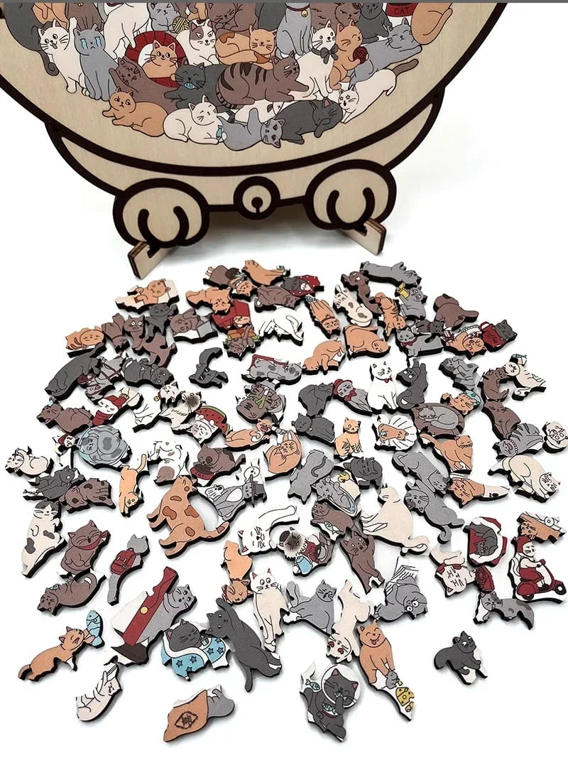 De No?l 50 % de rduction Puzzle en bois reprsentant un chat aux couleurs Morandi, 135 pices