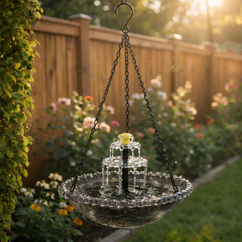 DE PRINTEMPS - 50 % DE RDUCTION Baignoire oiseaux suspendue solaire Fontaine ou distributeur de nourriture pour oiseaux