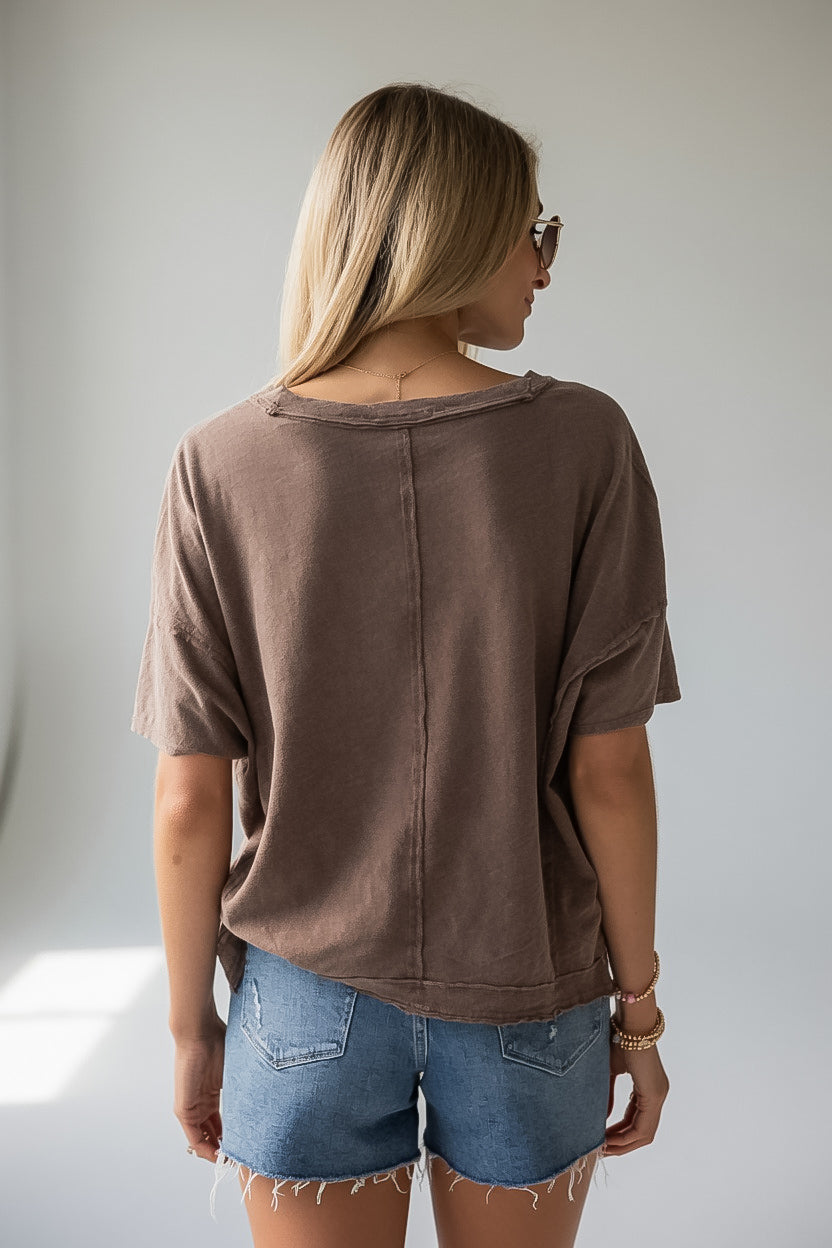V-Neck Relaxed Short Sleeve Cotton Top