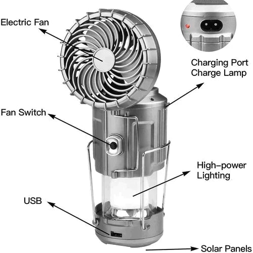 Lanterne de camping LED portable avec ventilateur