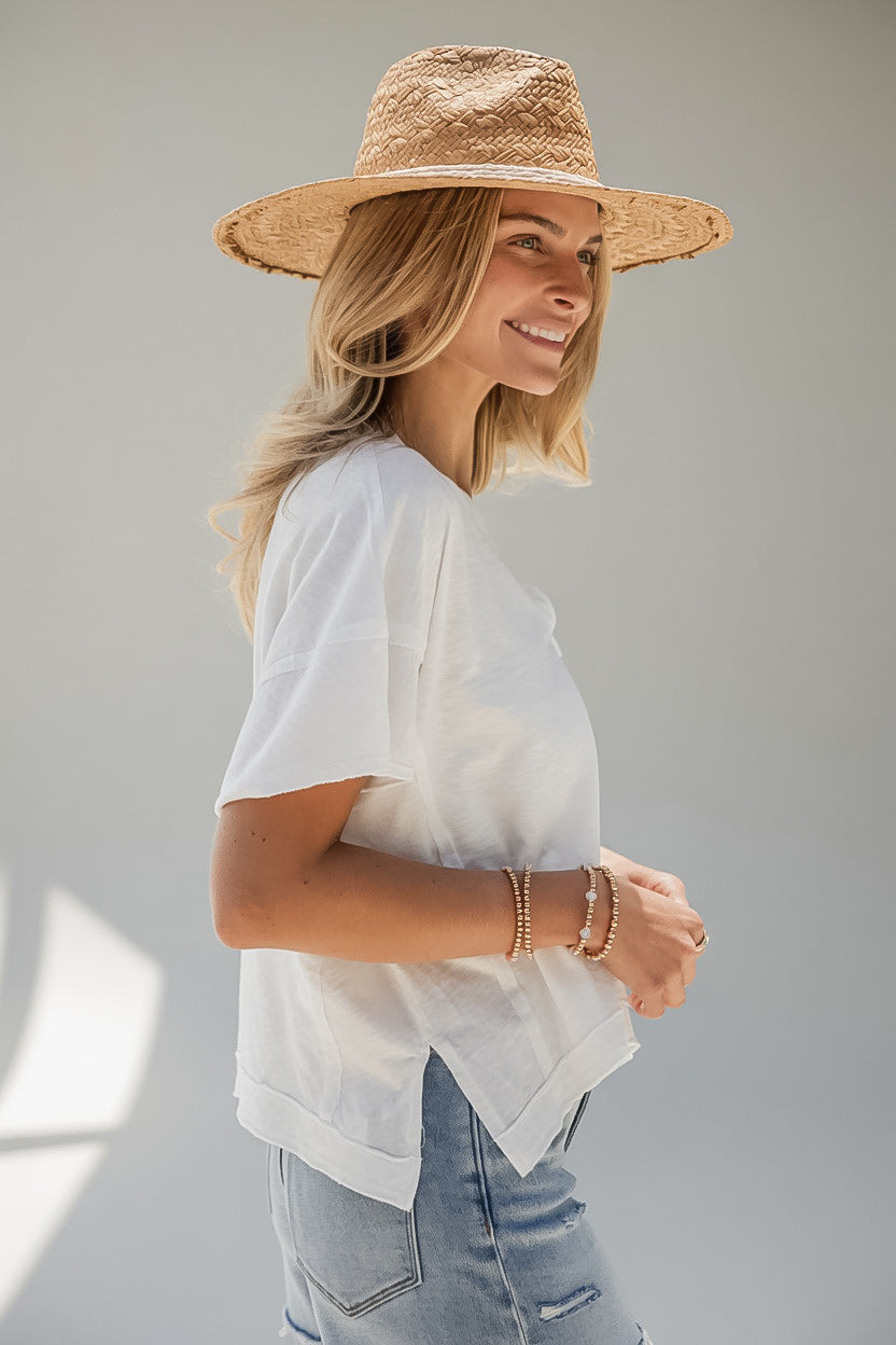V-Neck Relaxed Short Sleeve Cotton Top