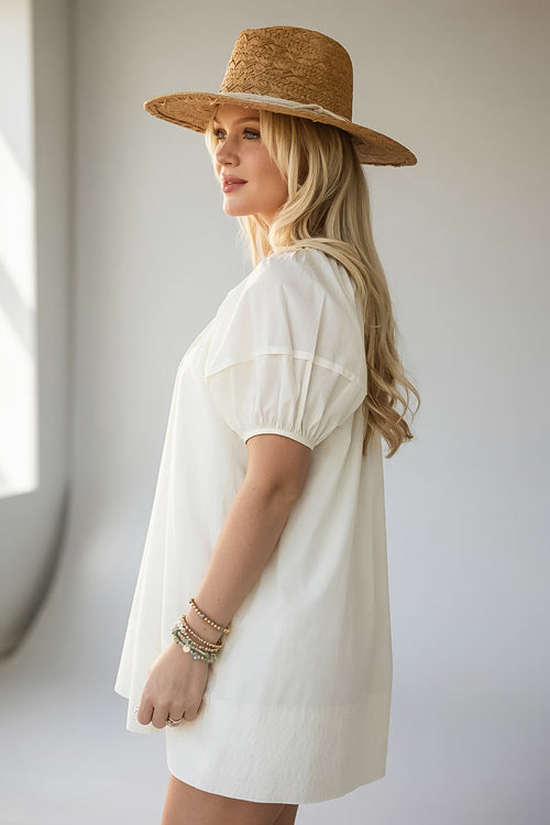 Baumwoll-Minikleid mit Biskuitärmeln