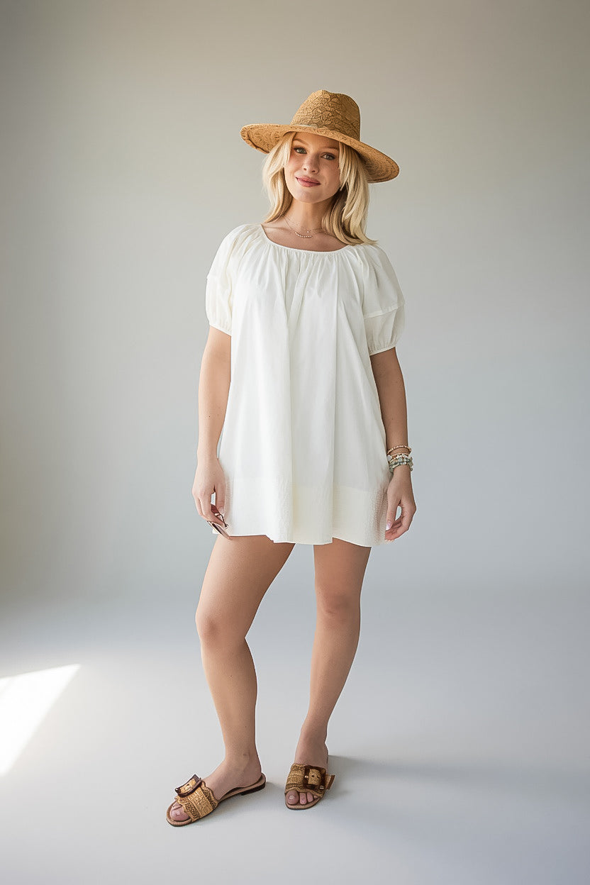 Baumwoll-Minikleid mit Biskuitärmeln