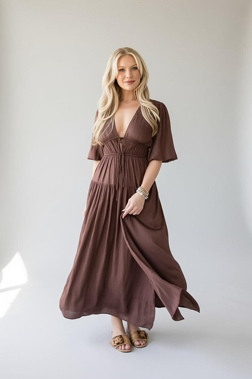 Beautifully Yours Brown Maxi Dress