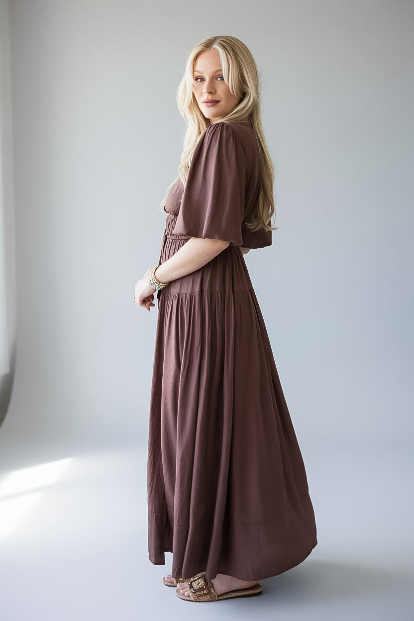 Beautifully Yours Brown Maxi Dress