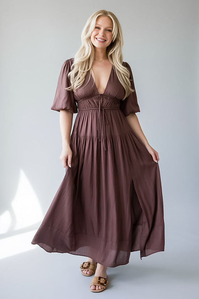 Beautifully Yours Brown Maxi Dress