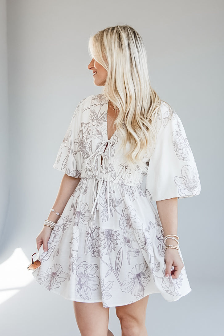 It's Giving Yes Cream Floral Mini Dress