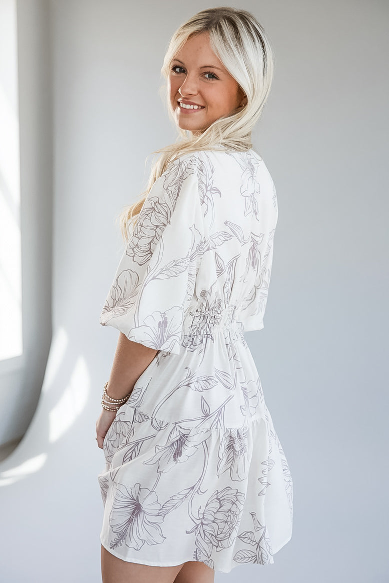 It's Giving Yes Cream Floral Mini Dress