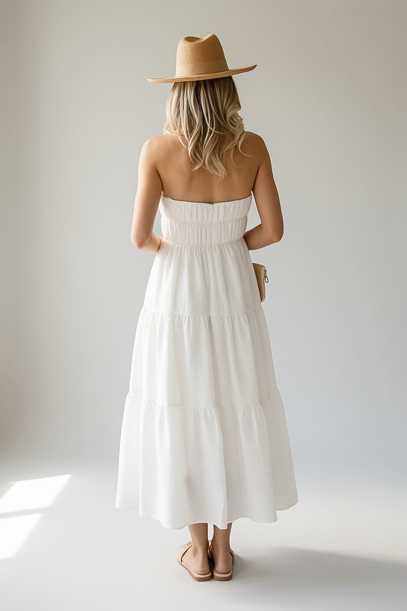 Dreaming of You White Strapless Maxi Dress