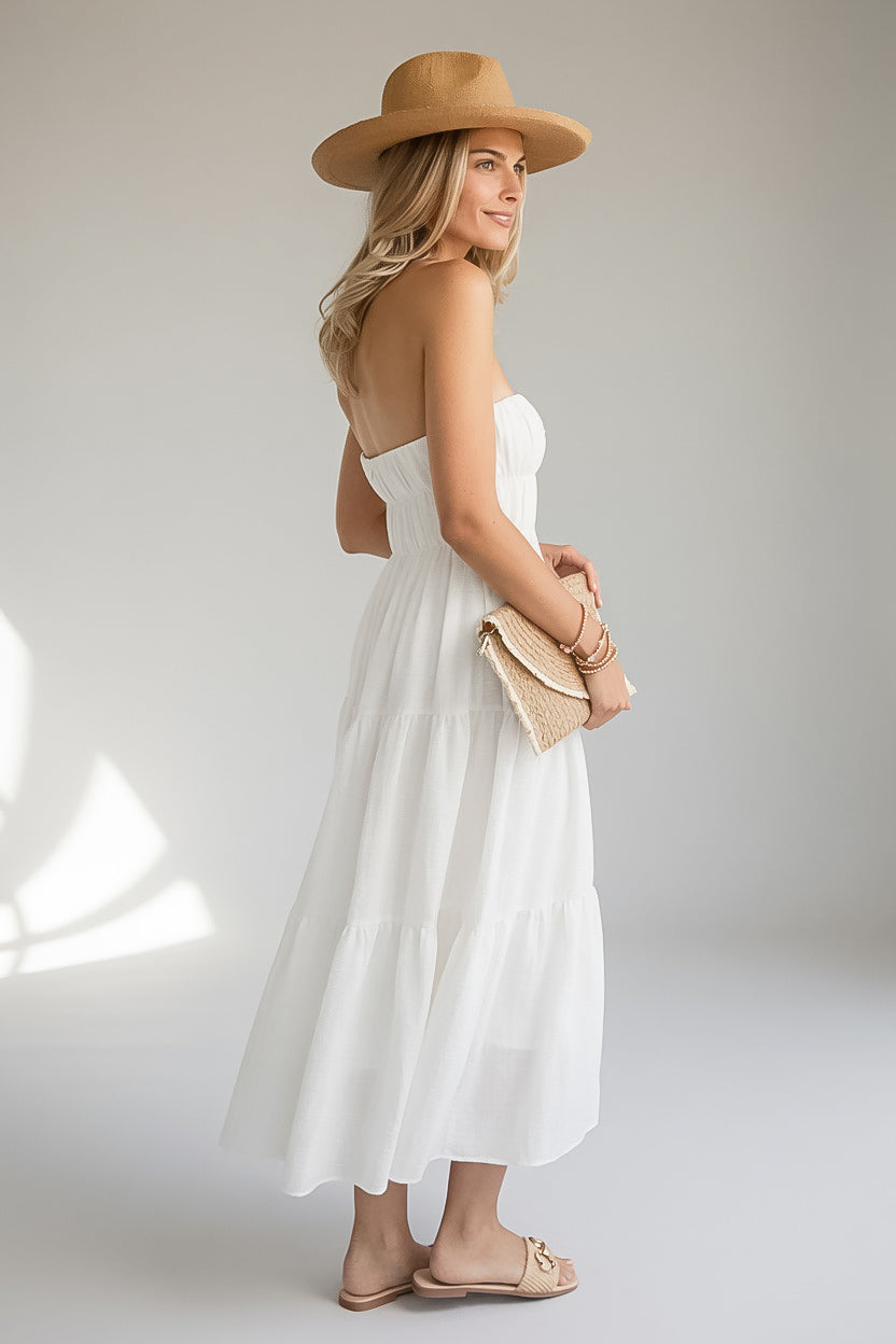 Dreaming of You White Strapless Maxi Dress