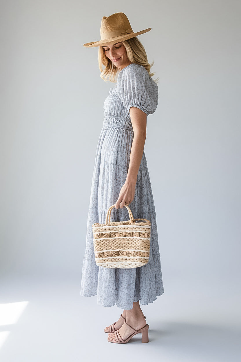 Fits Right In Light Blue Floral Maxi Dress