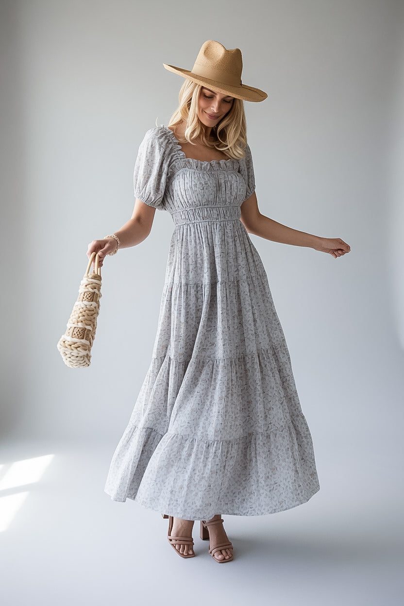Fits Right In Light Blue Floral Maxi Dress