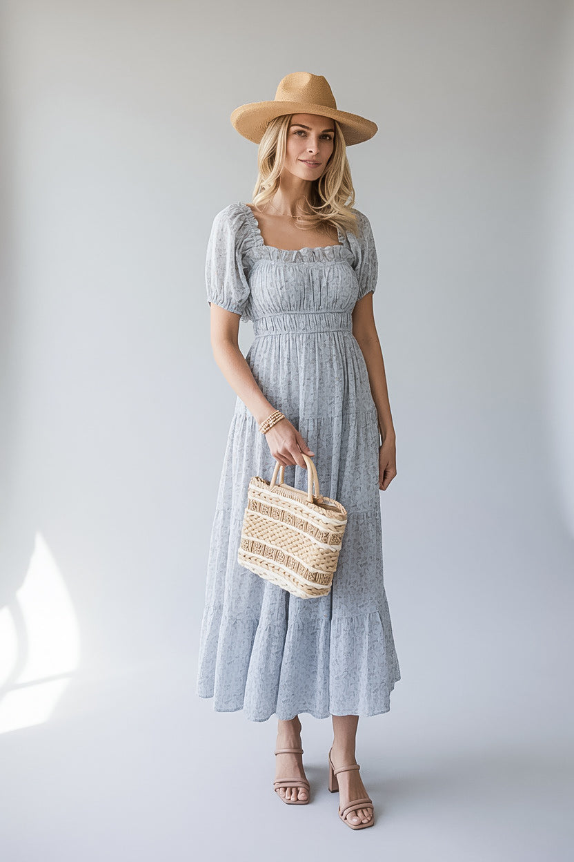 Fits Right In Light Blue Floral Maxi Dress