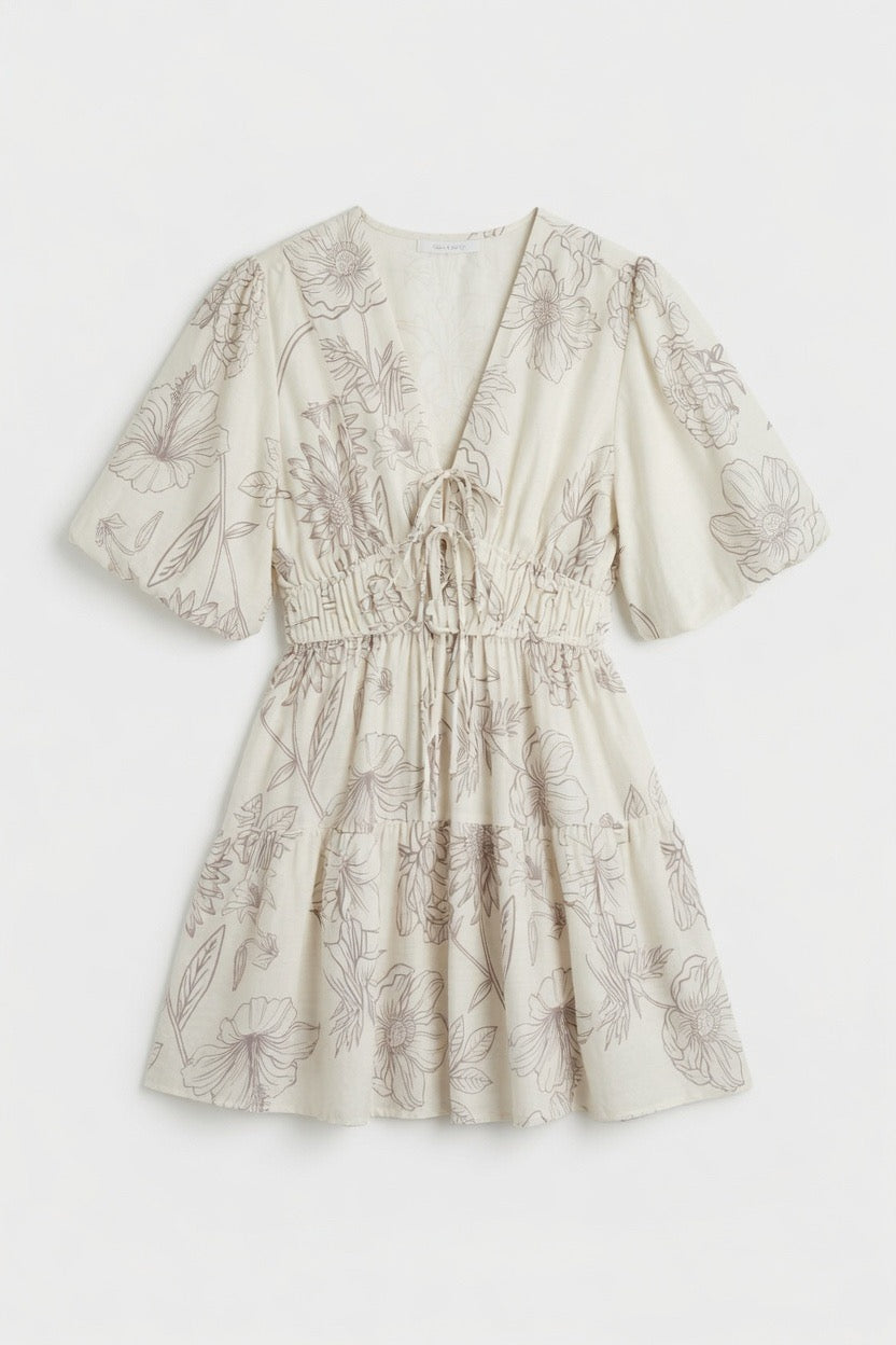 It's Giving Yes Cream Floral Mini Dress