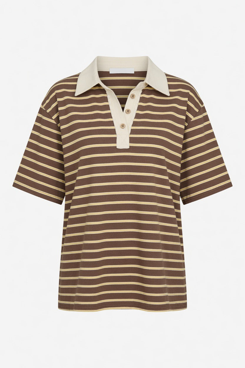 Back On Campus Stripe Collared Top