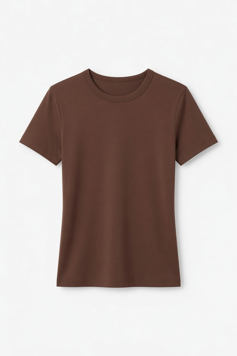 Klassisches Rundhals-T-Shirt mit kurzen Ärmeln