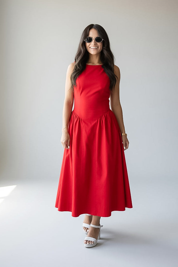 Can't Give You Up Red Midi Dress