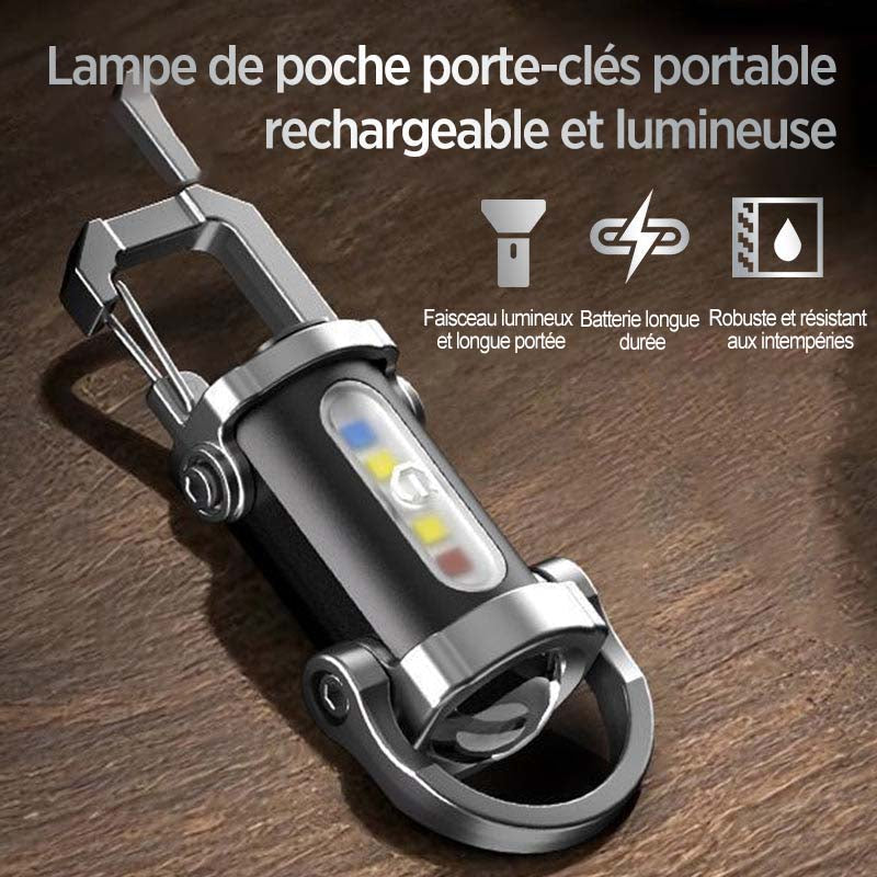 Lampe torche portable rechargeable et lumineuse pour porte-cls