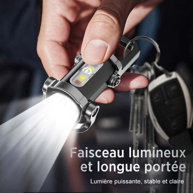 Lampe torche portable rechargeable et lumineuse pour porte-cls