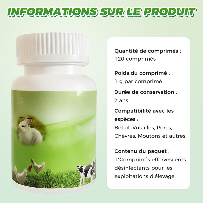 Comprims effervescents dsinfectants pour les exploitations d'levage
