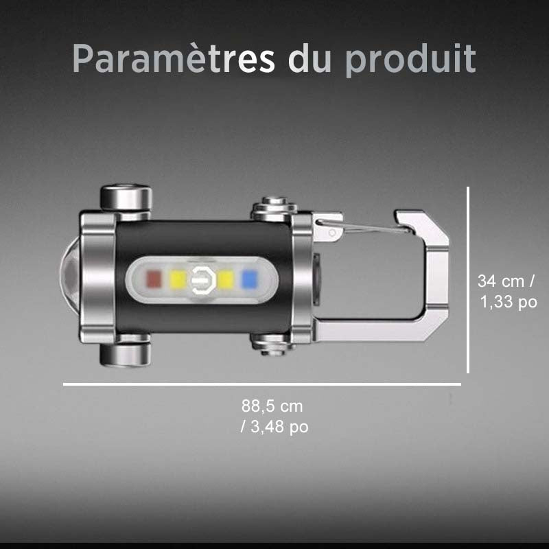 Lampe torche portable rechargeable et lumineuse pour porte-cls