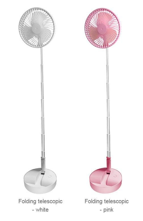 USB-wiederaufladbarer, faltbarer Teleskop-Standventilator, leise, 180° drehbar, 4 Geschwindigkeiten, tragbar