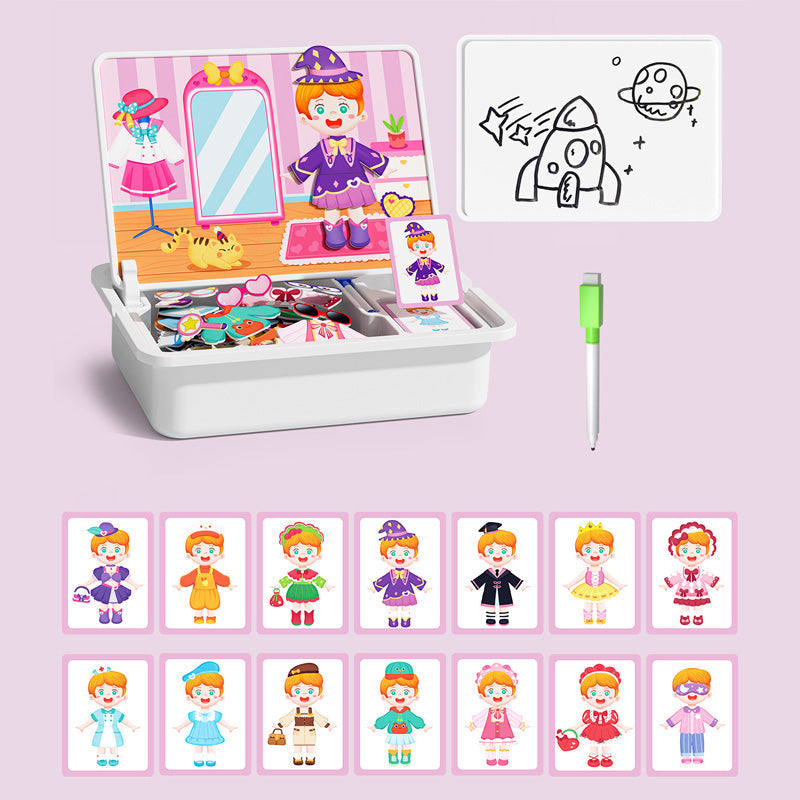 Bo?te puzzle magntique pour enfants avec jeu et planche dessi