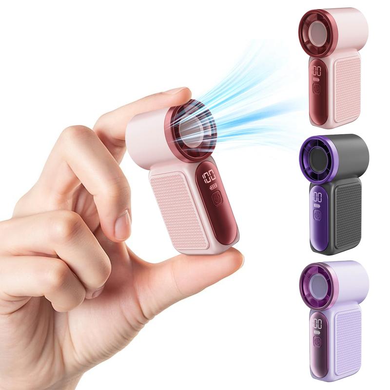 Mini ventilateur portable avec affichage LED C Ventilateur de poche turbo 5 vitesses. Rechargeable par USB, refroidissement rapide idal pour les voyages et le maquillage. Cadeau parfait. Rfrigration portable.