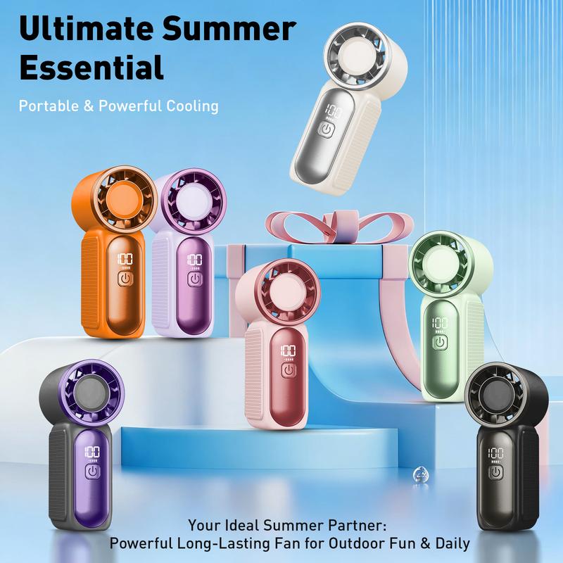 Mini ventilateur portable avec affichage LED C Ventilateur de poche turbo 5 vitesses. Rechargeable par USB, refroidissement rapide idal pour les voyages et le maquillage. Cadeau parfait. Rfrigration portable.