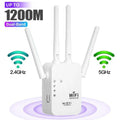 Extenseur WiFi 2025,1200Mbps Booster de signal double bande (5GHz/2.4GHz), couvre 10 000 pieds carrs et 50 appareils, rpteur avec port Ethernet pour la maison