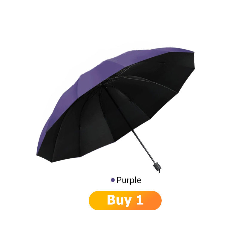 De rduction Grand parapluie pliable avec 12 baleines rsistantes au vent