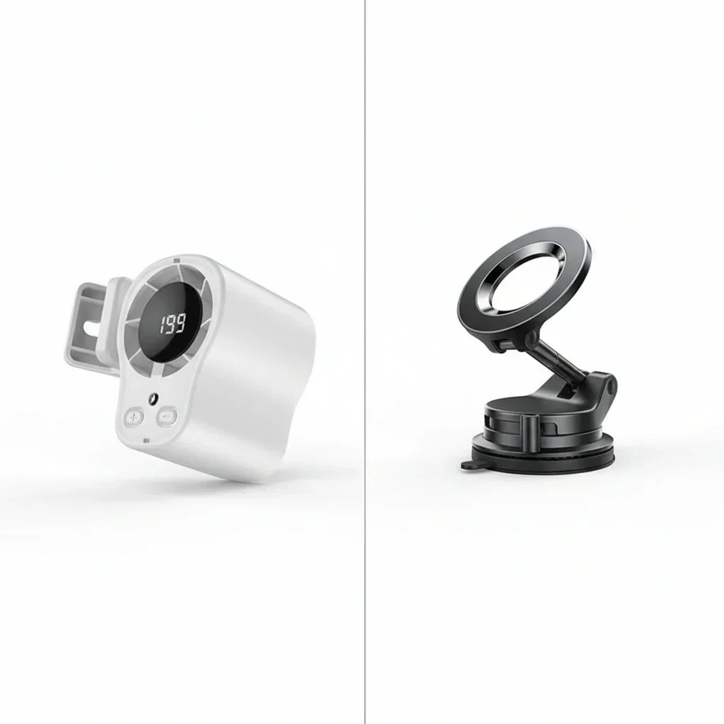 Ventilateur Personnel USB Mains Libres Fixation Grille Aration Voiture ou Bureau, cran LED, Silencieux (<36dB), Batterie 2000/4000mAh, 3 Couleurs