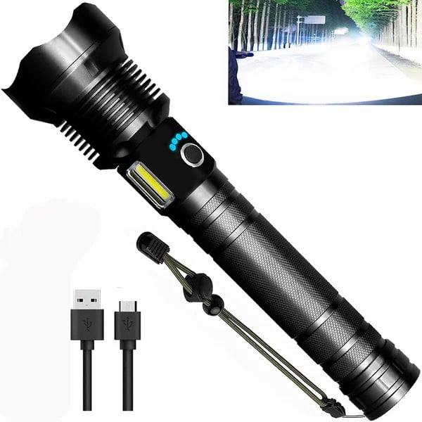 Lampe torche tactique rechargeable LED et laser 9000 lumens