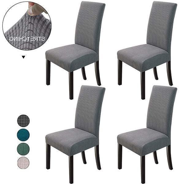 Rduction Housse de chaise extensible Ajustement parfait, anti-tache, protge et rnove vos chaises facilement