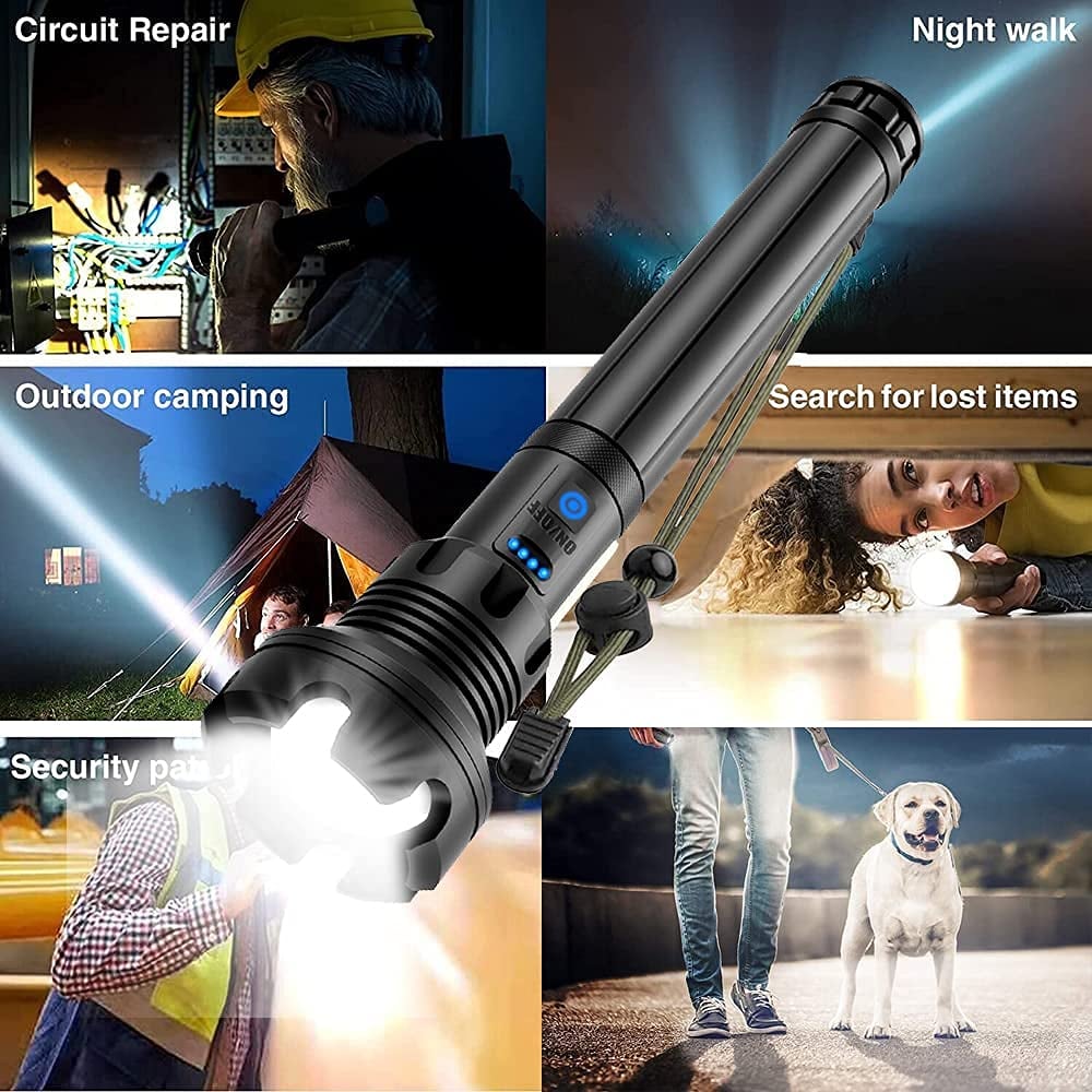 Lampe torche tactique rechargeable LED et laser 9000 lumens