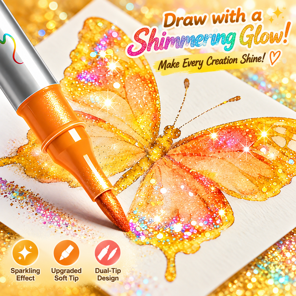 Marqueurs paillettes magiques Stylos artistiques bicolores double pointe
